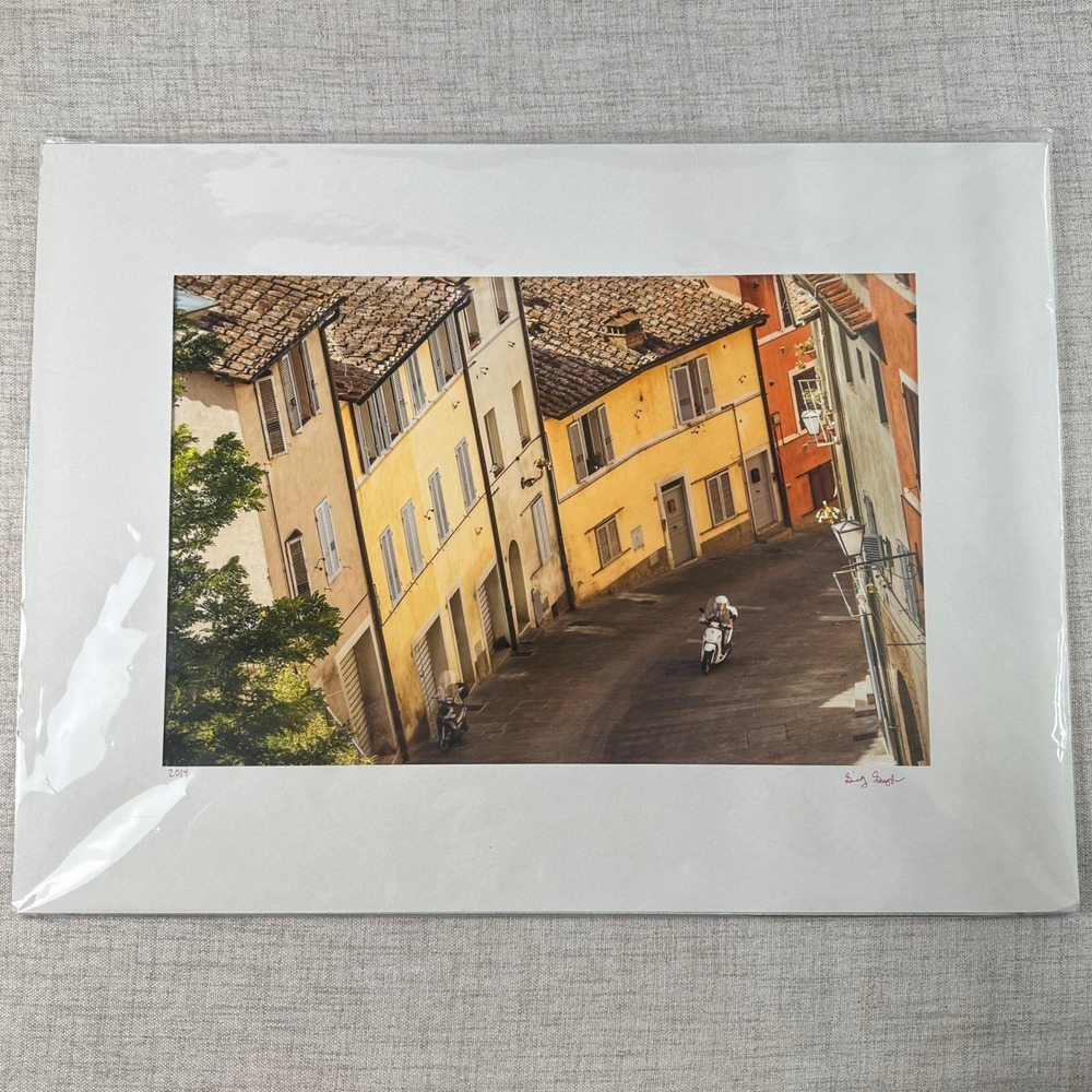 2014 Italian Street Photography Print Matted Unframed 18x24 Scooter City Scene